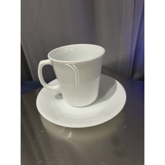 Set 6 Corning Vintage Winter Frost White Coffee Mug & Saucer Tea Cups D Handle - Picture 1 of 3